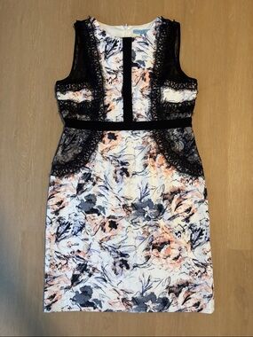 ANTONIO MELANI Floral Lace Accent Sheath Dress size 14